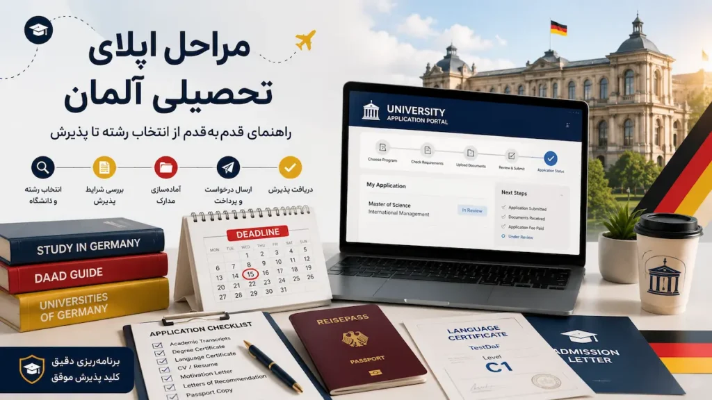 مراحل اپلای تحصیلی آلمان؛ راهنمای قدم‌به‌قدم از انتخاب رشته تا پذیرش